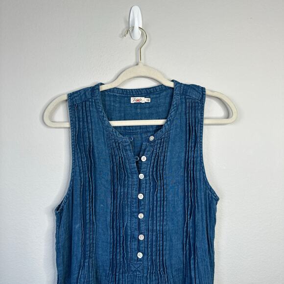 FAHERTY Isha Dress Indigo Blue Denim Chambray Size Medium Casual Summer - Picture 4 of 8